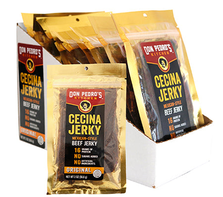 Mexi Cecina Beef Jerky Carne Seca Box Of 16 - 2oz Single Packs - Original Flavor